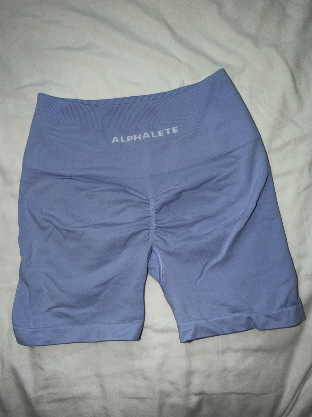 Alphalete Ribbed High-Waist Bike Shorts - Light Lavender